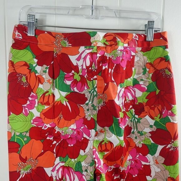 Worthington Womens Pants Bright Floral Colors Cropped Size 14 - Picture 7 of 10